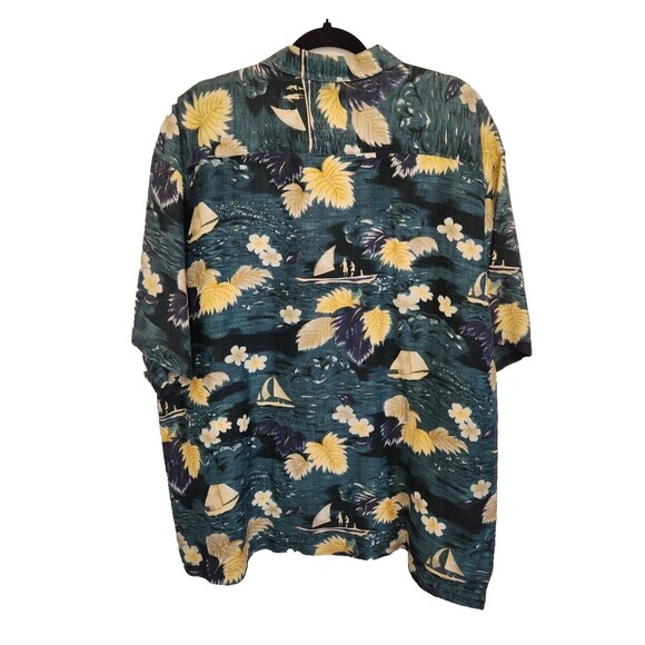 Tommy Bahama Mens Shirt XL Hawaiian Green Silk Linen Blend Tropical Button Down - Picture 4 of 8